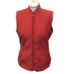 Talbots Womens Red Quilted Vest M Polyester & Nylon